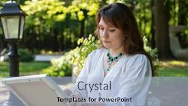  Presentation with canvas - Audience pleasing presentation theme consisting of female-artist-painting-on-canvas backdrop and a light blue colored foreground