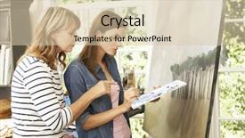  Presentation with pupil - Amazing theme having female artist teaching pupil in studio backdrop and a lemonade colored foreground