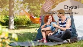  Presentation with beer - Beautiful slide deck featuring female at summer drinks beer backdrop and a yellow colored foreground