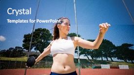  Presentation with discus throw - Cool new presentation theme with female athlete about to throw backdrop and a teal colored foreground