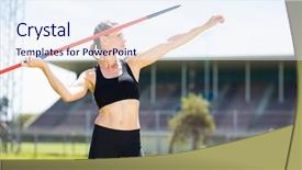  Presentation with music and athlete - PPT layouts with female athlete about to throw background and a  colored foreground