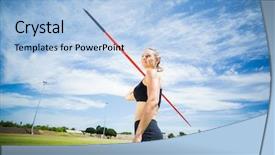  Presentation with older athlete runs - Amazing presentation theme having female athlete about to throw backdrop and a  colored foreground