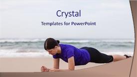  Presentation with athlete - Audience pleasing slide deck consisting of female athlete executing the plank exercise at the beach on an autumn day backdrop and a sky blue colored foreground
