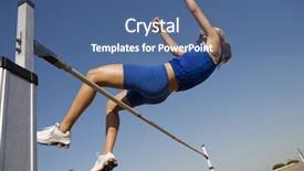  Presentation with athlete - Beautiful PPT theme featuring female athlete high-jumping backdrop and a ocean colored foreground