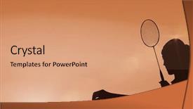  Presentation with badminton - Amazing slide set having ready to serve against sun backdrop and a coral colored foreground