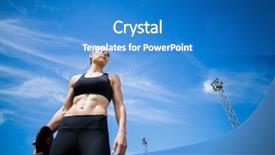  Presentation with discus throw - PPT theme enhanced with female athlete holding a discus background and a  colored foreground