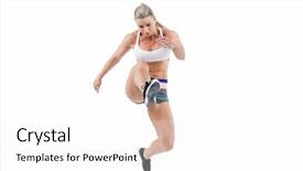  Presentation with athlete - Presentation theme enhanced with female athlete jumping on white background and a white colored foreground