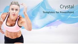  Presentation with blue wave - Beautiful presentation theme featuring female athlete on the start line against blue wave backdrop and a light blue colored foreground