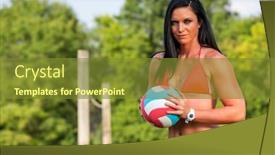  Presentation with volleyball - Audience pleasing slides consisting of female-athlete-plays-volleyball backdrop and a tawny brown colored foreground
