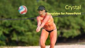 Presentation with volleyball - Colorful PPT layouts enhanced with female-athlete-plays-volleyball backdrop and a tawny brown colored foreground