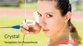 Presentation with archery - Presentation theme having female athlete practicing archery background and a yellow colored foreground