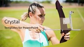  Presentation with archery - Slide deck consisting of female athlete practicing archery in stadium background and a lemonade colored foreground