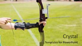  Presentation with archery - Presentation enhanced with female athlete practicing archery in stadium background and a yellow colored foreground