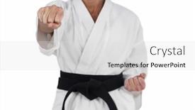  Presentation with judo - Colorful PPT theme enhanced with female athlete practicing judo on white background backdrop and a light gray colored foreground