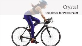  Presentation with bicycle - Colorful slide set enhanced with female-athlete-riding-a-bicycle backdrop and a white colored foreground
