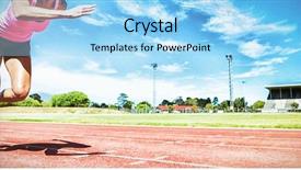  Presentation with running - Audience pleasing slide set consisting of female athlete running on running backdrop and a arctic colored foreground