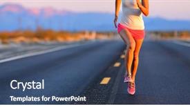  Presentation with running shoes - Slide deck having female athlete running shoes training background and a ocean colored foreground