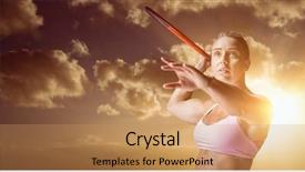  Presentation with athlete - Cool new theme with female athlete throwing a javelin backdrop and a  colored foreground