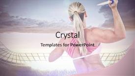  Presentation with football blue - PPT layouts having female athlete throwing a javelin background and a  colored foreground