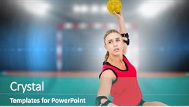  Presentation with handball - Slides having female athlete throwing handball background and a teal colored foreground