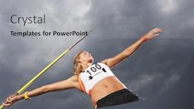  Presentation with athlete - Audience pleasing PPT layouts consisting of female-athlete-throwing-javelin-against backdrop and a light gray colored foreground