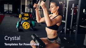  Presentation with trains - Colorful PPT theme enhanced with female athlete trains on exercise machine in gym backdrop and a wine colored foreground