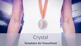  Presentation with medal - Colorful slide deck enhanced with female-athlete-wearing-a-medal backdrop and a lemonade colored foreground