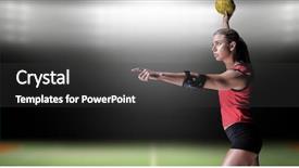  Presentation with handball handball - Amazing theme having female athlete with elbow pad backdrop and a  colored foreground