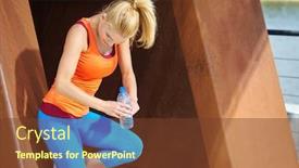  Presentation with physique - Cool new slides with female athlete women's sportswear fit thin physique athletic build outdoor city bridge portrait backdrop and a tawny brown colored foreground