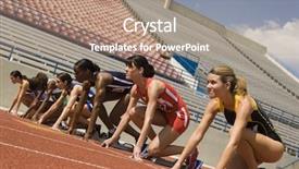  Presentation with race track - Beautiful theme featuring female athletes on race track backdrop and a coral colored foreground