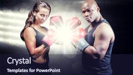  Presentation with athletes - Colorful PPT layouts enhanced with female athletes with fighting stance backdrop and a wine colored foreground