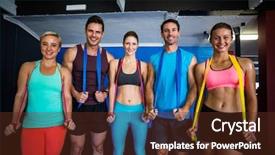  Presentation with athletes - Slide deck with female athletes with resistance background and a tawny brown colored foreground