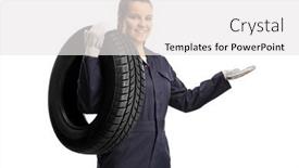  Presentation with female mechanic - Colorful slide set enhanced with female-auto-mechanic-carrying backdrop and a white colored foreground