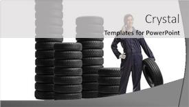  Presentation with female mechanic - PPT theme enhanced with female-auto-mechanic-holding background and a light gray colored foreground
