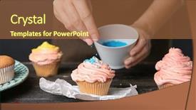  Presentation with cupcake - Audience pleasing slide deck consisting of female baker decorating tasty cupcake backdrop and a red colored foreground