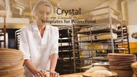  Presentation with baker kneading dough homemade bread - Slide set consisting of female baker kneading a dough background and a coral colored foreground