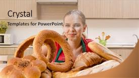  Presentation with worried young female college student - Cool new slide deck with female baker working in kitchen backdrop and a coral colored foreground