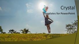  Presentation with hotair balloons - Cool new PPT layouts with female ballet dancer holding balloons backdrop and a light blue colored foreground