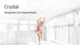  Presentation with light pink - Slide deck with female ballet dancer in pink background and a white colored foreground