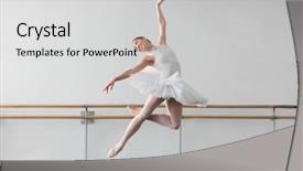 Presentation with ballet - Audience pleasing theme consisting of female ballet dancer keep backdrop and a light gray colored foreground