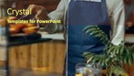  Presentation with croissant - PPT theme with female-barista-holds-plate background and a tawny brown colored foreground