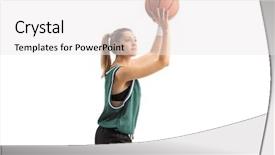  Presentation with basketball female - Audience pleasing PPT theme consisting of female basketball player shooting isolated backdrop and a white colored foreground