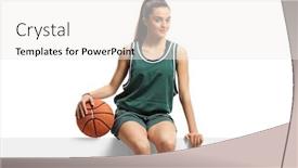  Presentation with basketball female - Cool new slide deck with female-basketball-player-sitting backdrop and a white colored foreground