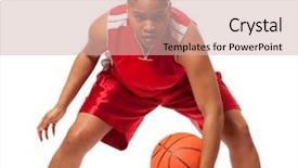  Presentation with basketball female - Presentation design with female basketball player studio shot background and a soft green colored foreground