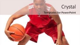  Presentation with basketball female - Slide set with female basketball player studio shot background and a lemonade colored foreground