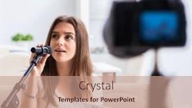  Presentation with blogger - Theme consisting of female-beautiful-blogger-singing background and a coral colored foreground