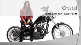  Presentation with motorbike - Slide deck consisting of female-biker-with-a-leather background and a white colored foreground