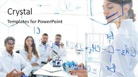  Presentation with female - PPT layouts with female biochemist makes a report background and a cool aqua colored foreground