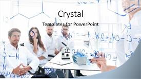  Presentation with female - Cool new presentation theme with female biochemist makes a report backdrop and a sky blue colored foreground