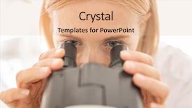  Presentation with sample - Slide set having female biologist with blond hair background and a coral colored foreground